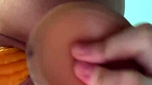 Close-Up View Of Intense Anal Play With Large Dildo