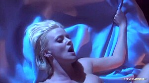 Horny blonde sucks boyfriend's cock and rides on sofa!