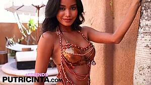 Horny Asian babe Putri Cinta flaunts her huge brown tits and ass 😍