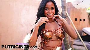 Horny Asian babe Putri Cinta flaunts her huge brown tits and ass 😍