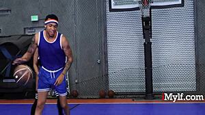 Ebony Milf Rides Big Black Cock On Basketball Court With Tight Ass