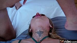 Vanessa leone gags on rough face fucking in pantyhose while licking shaved pussy