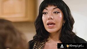 Mommys girl - stunned leana lovings finds stepmom in strap-on during morning