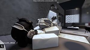 quietly bending her over for doggystyle on the bed