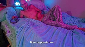 Submissive nerd follows male dom instructions for fingering masturbation to orgasm