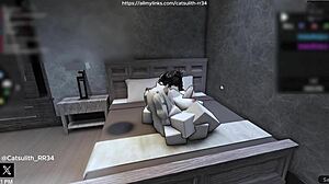 quietly bending her over for doggystyle on the bed