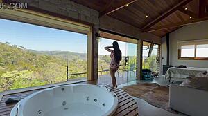 Renatinha enjoys a relaxing time in the cabin with her big tits