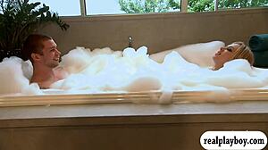 horny guests play erotic games in foursome house with blowjobs and big tits 😈