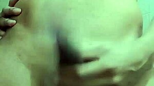 Shy skinny guy strokes his monster cock in the work bathroom