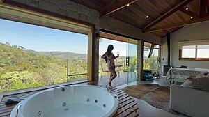 Renatinha enjoys a relaxing time in the cabin with her big tits