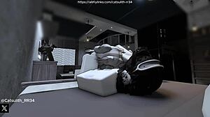 quietly bending her over for doggystyle on the bed