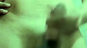 Shy skinny guy strokes his monster cock in the work bathroom