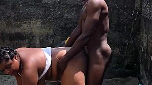 Dirty Bitch Gets Intensely Fucked While Doing Laundry Outside The Compound