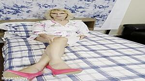 Pretty Blonde Squirts Solo in Pink