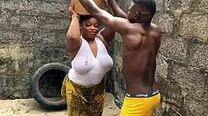 Dirty Bitch Gets Intensely Fucked While Doing Laundry Outside The Compound