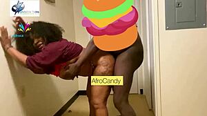 Ebony girl gets big black cock at door