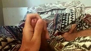 Moreno masturbates his monster cock in bed