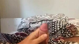 Moreno masturbates his monster cock in bed