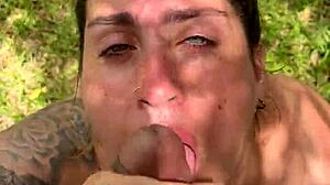 Blonde Amateur Sucks Dick Outdoors With Cum