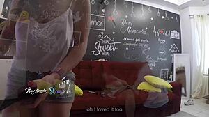 Hot Wife Thay Ksada Recognized by Delivery Man, Lets Him Suck Her on Living Room Sofa - English Subtitles - Teaser
