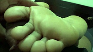 footjob and secret cum from neighbor