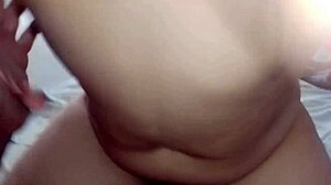 Chubby nymph sits pussy deliciously in motel and finishes on dick