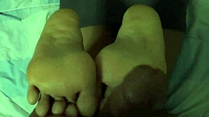footjob and secret cum from neighbor