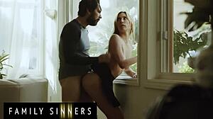 Family sinners - blonde stepsister moans as stepbrother fingers her shaved pussy