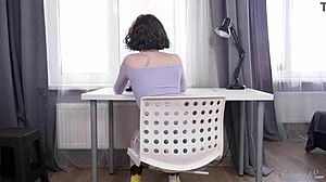 Tiny Perv Darcy Dark Finger Fucking Her Pink Shaved Box