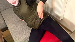 The housewife slut fucks her husband's friend when he leaves home.