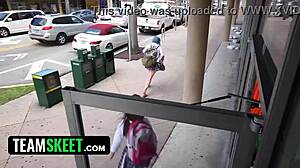 Snobby Cheerleader Gets Fucked by Security Guard After Shoplifting Lip Gloss