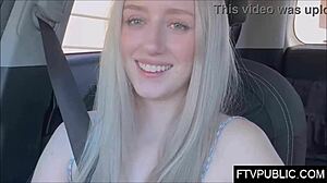 Blonde amateur flashes nude outdoors in public debut