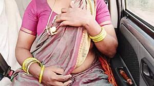 indian maid with big boobs has wet pussy car sex with dirty talk.