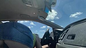 Couple starts with blowjob in car before beach photoshoot