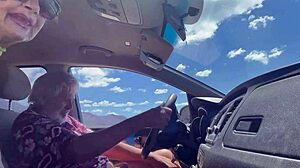 Couple starts with blowjob in car before beach photoshoot