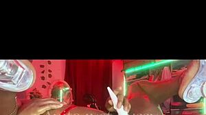 Do you see my wet pussy dripping? I'm taking two dildos in both holes!