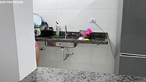 This brazilian maid's big ass teases her boss voyeuristically, making him so horny and fetish-driven.