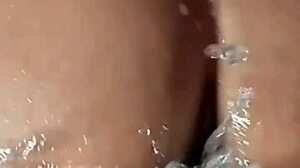 I took a relaxing bubble bath and filled the brunette's little pussy with my cum