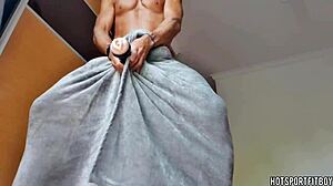 Latino Guy Fucking Fleshlight at Window, Cumming Inside!