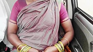 indian maid with big boobs has wet pussy car sex with dirty talk.