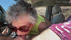 Couple starts with blowjob in car before beach photoshoot