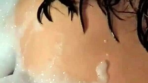 I took a relaxing bubble bath and filled the brunette's little pussy with my cum