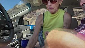 Couple starts with blowjob in car before beach photoshoot