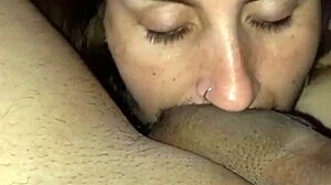blonde lady squirts hard during deepthroat blowjob with black cock