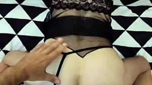 Slender mature milf in stockings fucks her husband's friend with anal passion