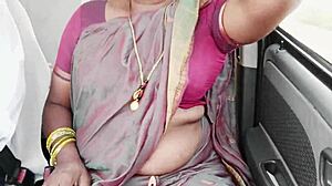 indian maid with big boobs has wet pussy car sex with dirty talk.