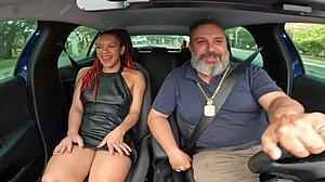 Latina lua baiana enters car for ass blowjob