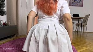 horny redhead girlfriend gets mouth and pussy fucked hard