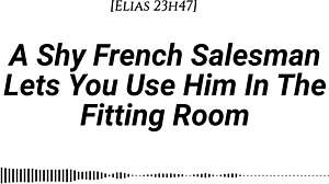 i'm shy french salesman pulled into fitting room for oral and riding