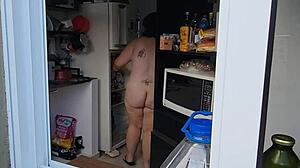 Caught My Fat Neighbor Naked With Big Tits And Hairy Pussy.